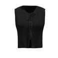 thumbnail image 5 of UJNDER Tie Front Vest Top Crochet Sweater Vest for Women Sleeveless Casual Knit Open Front Black S, 5 of 6