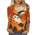 thumbnail image 1 of Virmaxy T-Shirt Femme 2024 Halloween Décontracté Imprimé Lettre Col Rond Manches 7/4 Mode Décontractée Impression Lettres Colorées Col Rond Manches 3/4 T-Shirt Blouse Multicolore-19 S, 1 of 5