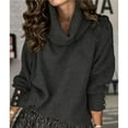 thumbnail image 4 of Women's Oversized Chunky Pullover Sweaters Cowl Neck Long Sleeve Winter Slouchy Loose Knit Sweaters Black XXL, 4 of 8