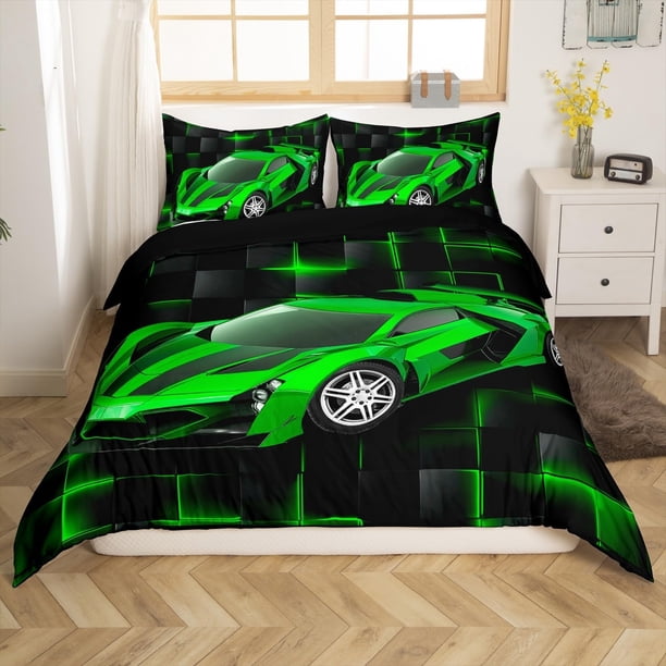 Coche de carreras Juego de Funda Nórdica Queen Size Speed Sports Car juego de cama para