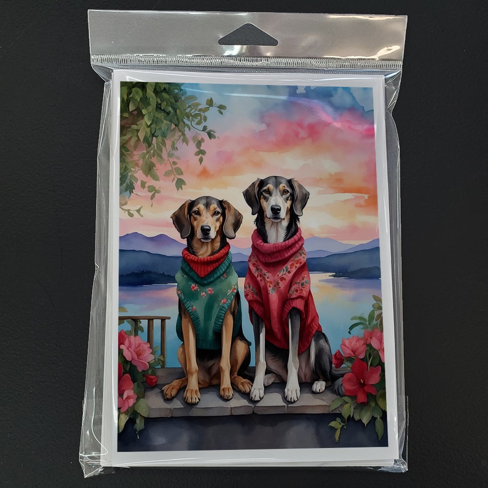 Saluki Two Hearts Greeting Cards Pack of 8 7 in x 5 in