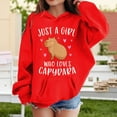 thumbnail image 2 of Fgnfyis Girls Big Kids Cute Hoodies Capybara Print Long Sleeve Pullover Hoodie with Pocket and Hood for Fall Winter Fashion Red 6-7 Years, 2 of 3