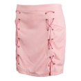 thumbnail image 3 of corta de con cordones de cinturo para mujer ajustado de línea A Multicolor Pink XL BLESIY mini falda para mujer, 3 of 8