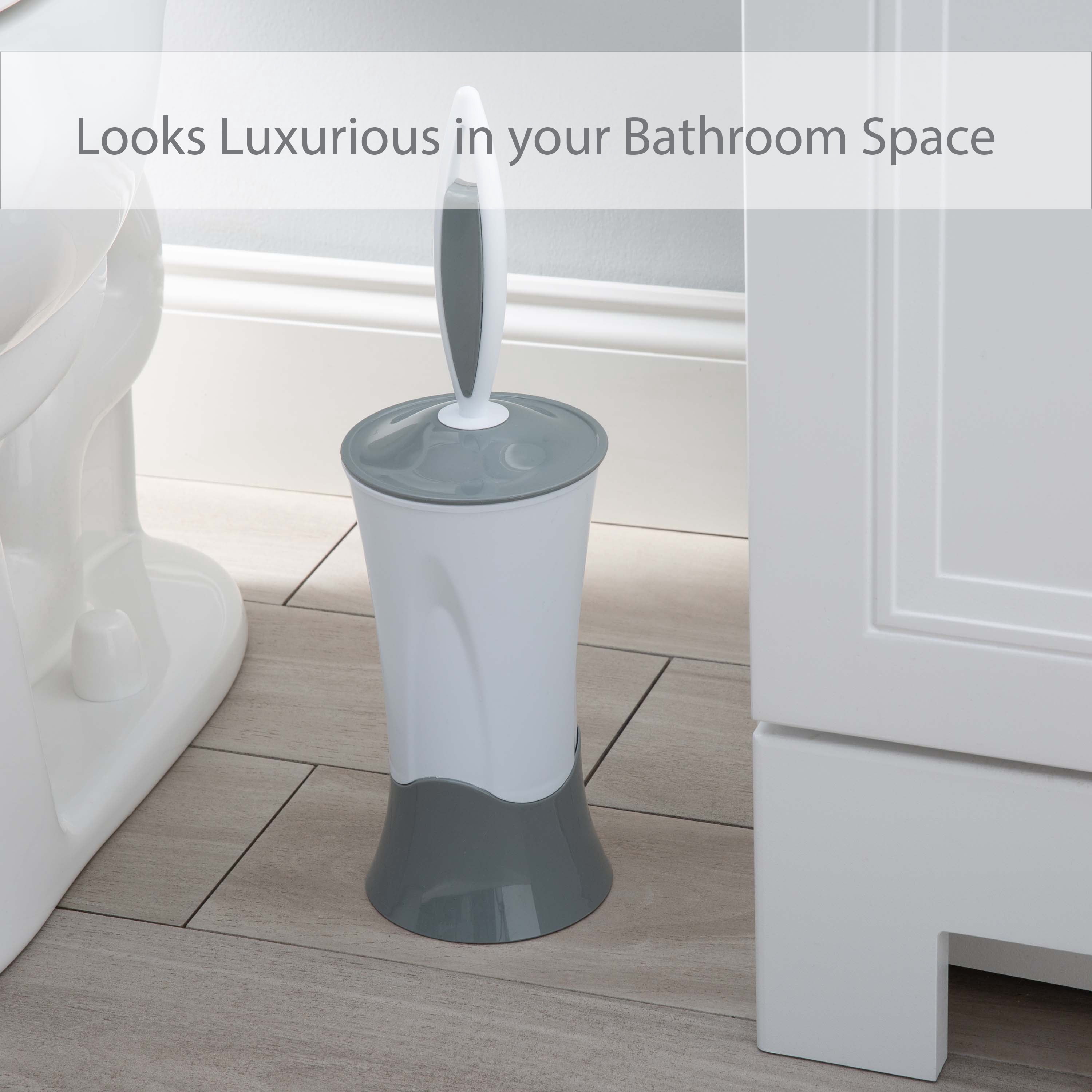 Bath Bliss 2 Pack Curve Design Toilet Brush and Holder, White