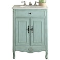 thumbnail image 5 of Benton Collection 26" Distressed Light Blue Cottage Bathroom Vanity with White Marble Top, 5 of 5