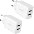 thumbnail image 1 of European Plug Adapter, 2-Pack 2.1A Europe Dual USB Wall Charger Travel Power Adaptor International EU Charging Block, 1 of 5