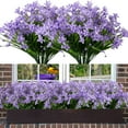 thumbnail image 1 of Morttic 8 Bundles Artificial Daffodils Flowers Faux Plastic Lotus Shrubs UV Resistant No Fade Faux Greenery for Bridal Bouquet Home Garden Hanging Planter Porch Patio Office Wedding Decor (Purple), 1 of 7