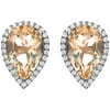 Platinum-Plated Sterling Silver Teardrop-Cut Citrine Pave CZ Earrings
