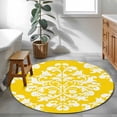 thumbnail image 5 of Baroque Yellow Round Rug 3ft Washable Circle Entryway Rugs Non Slip Vintage Damask Classic Floral Area Rug Indoor Floor Carpet for Bedroom Kitchen Living Room Home Office Dining Room Nursery, 5 of 8