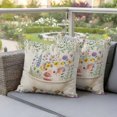 thumbnail image 4 of Farm Pillow Covers 2 Pack Watercolors Bath Cute Pig Wildflowers Plant Leaves Linen Pillowcase Waterproof Outdoor Throw Pillow Cover for Patio Garden Square Cushion 24”x24”, 4 of 9