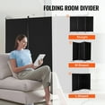 thumbnail image 5 of VEVOR Room Divider, 3 Panel Room Divider, Folding Privacy Screen and Portable Partition Divider for Room Separation, Freestanding Room Partitions for Office, Bedroom, Study, Black, 5 of 9