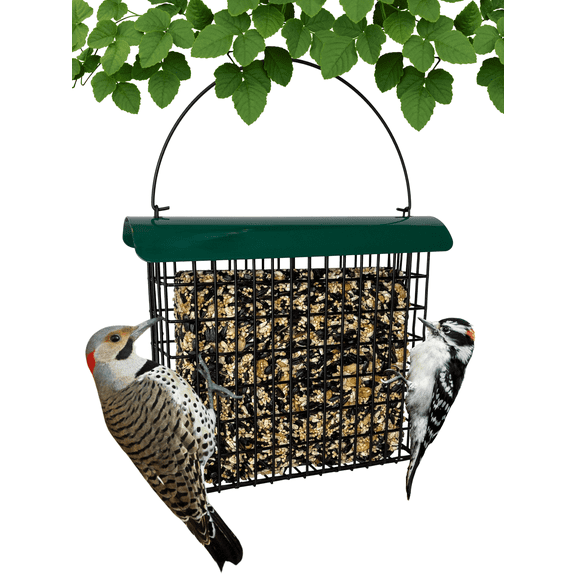 Backyard Essentials Large Suet Feeder Metal Bird Feeder Holds One Large Suet Cake