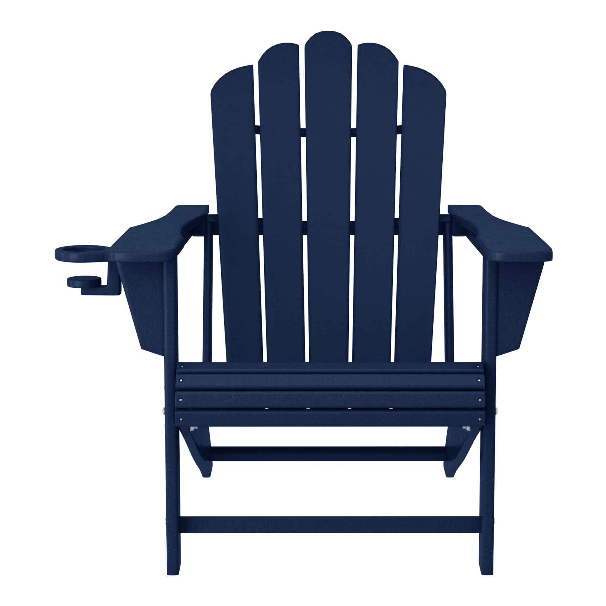 WestinTrends Highland Outdoor Patio HDPE Adirondack Chairs With Cup Holders (Set of 8), Navy Blue