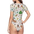 thumbnail image 4 of Balery Women'Swinter Christmas And New Year Deer Crew Neck Round Neck Short Sleeves Slim Fit Casual Basic Extender Bodysuit Daily Jumpsuit T Shirts-Small, 4 of 9