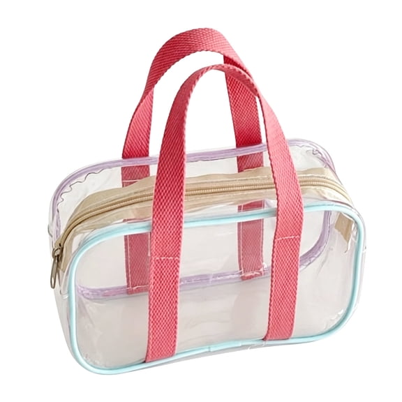 Large Clear Beach Bag, Macaron Large Transparent Beach Gym Handbag, Portable Travel Shower Cosmetic Organizer, S