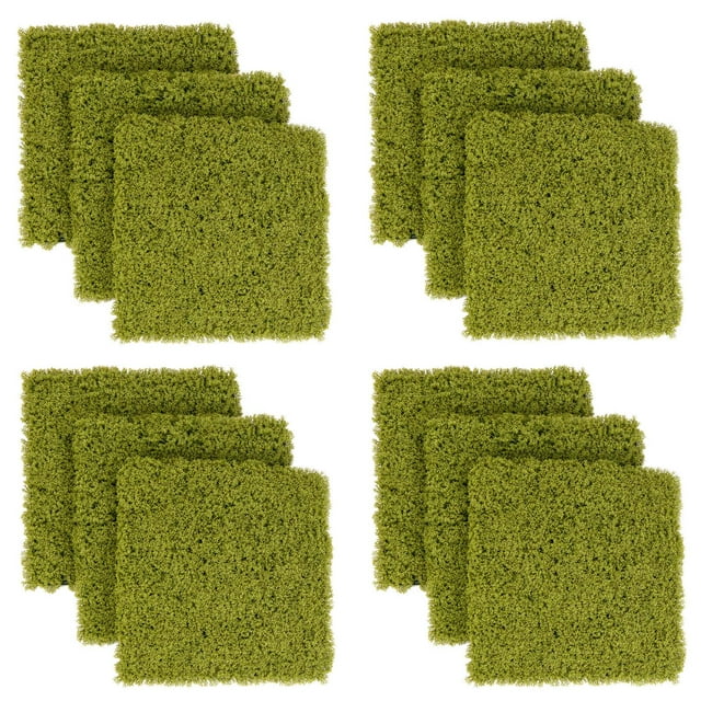 Costway 12 PCS Faux Green Moss Panels with Insertable Branches Stable X-shaped structure Light Green