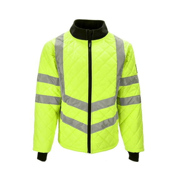 RefrigiWear HiVis Diamond Quilted Jacket - High-Visibility Insulated Work Jacket, Reflective Safety Outerwear, Warm & Durable