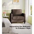 thumbnail image 3 of Welzona 33" Teddy Fabric Accent Chair, Comfy Reading Armchair for Living Room & Bedroom, Tool-Free Assembly, Coffee, 3 of 9