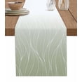 thumbnail image 7 of Sage Green Ombre Lines Table Runner-Cotton Linen- 108 Inch Holiday Dresser Scarves, Simple White Green Gradient Stripes Tablerunner for Kitchen Coffee/Dining Living Room Dinner Scarf Décor 13x108, 7 of 7