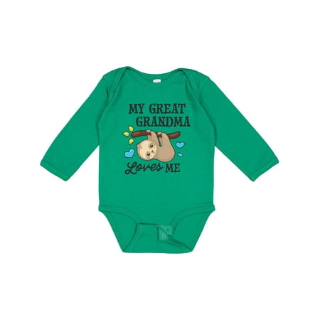 

Inktastic My Great Grandma Loves Me with Sloth and Hearts Gift Baby Boy or Baby Girl Long Sleeve Bodysuit