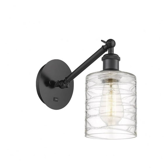 317-1W-BK-G1113-LED-Innovations Lighting-Caledonia - 1 Light Wall Sconce In Industrial Style-11.38 Inches Tall and 5.3 Inches Wide Matte Black Clear