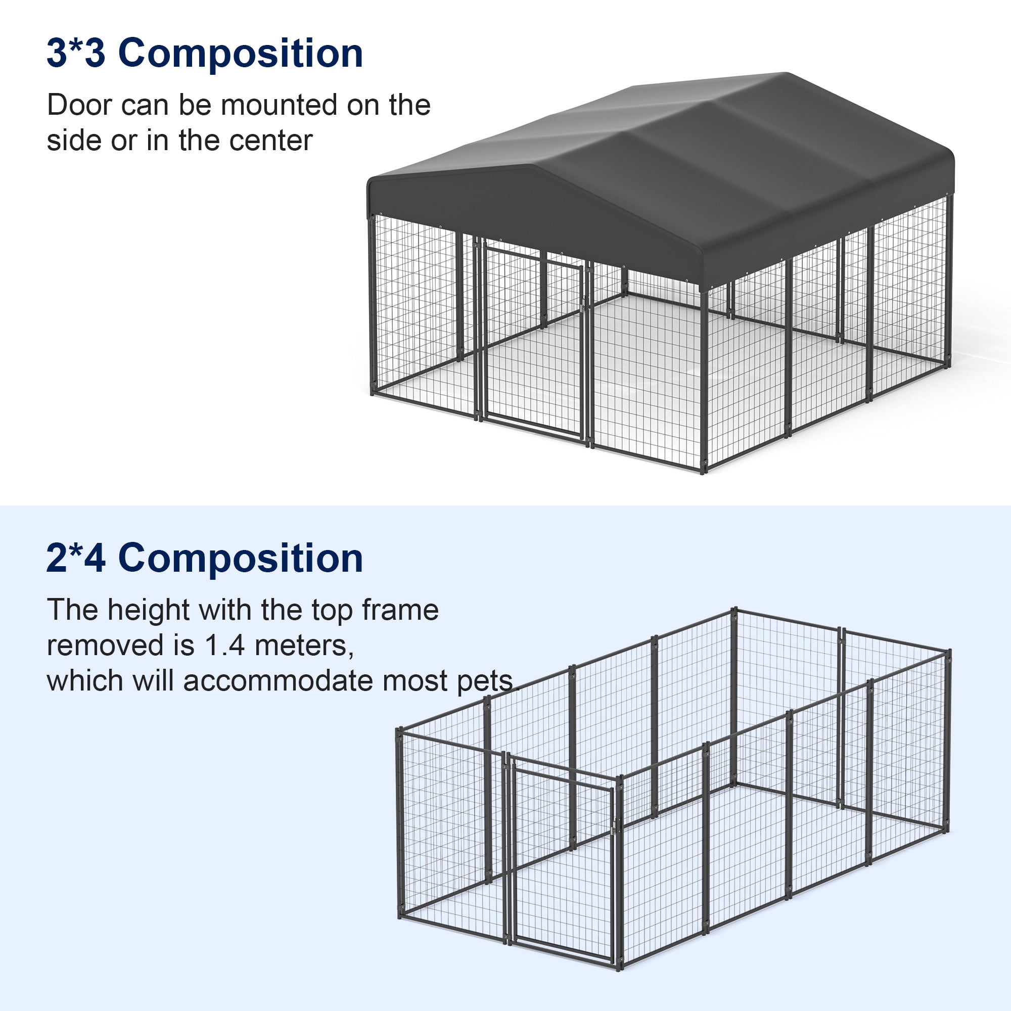 10×10×6.5 ft Large Dog Crate Heavy Duty Dog Kennel Outdoor Dog Playpen w/ Waterproof Cover Dog Crates For Large Dogs Dog House Outdoor Dog Enclosure