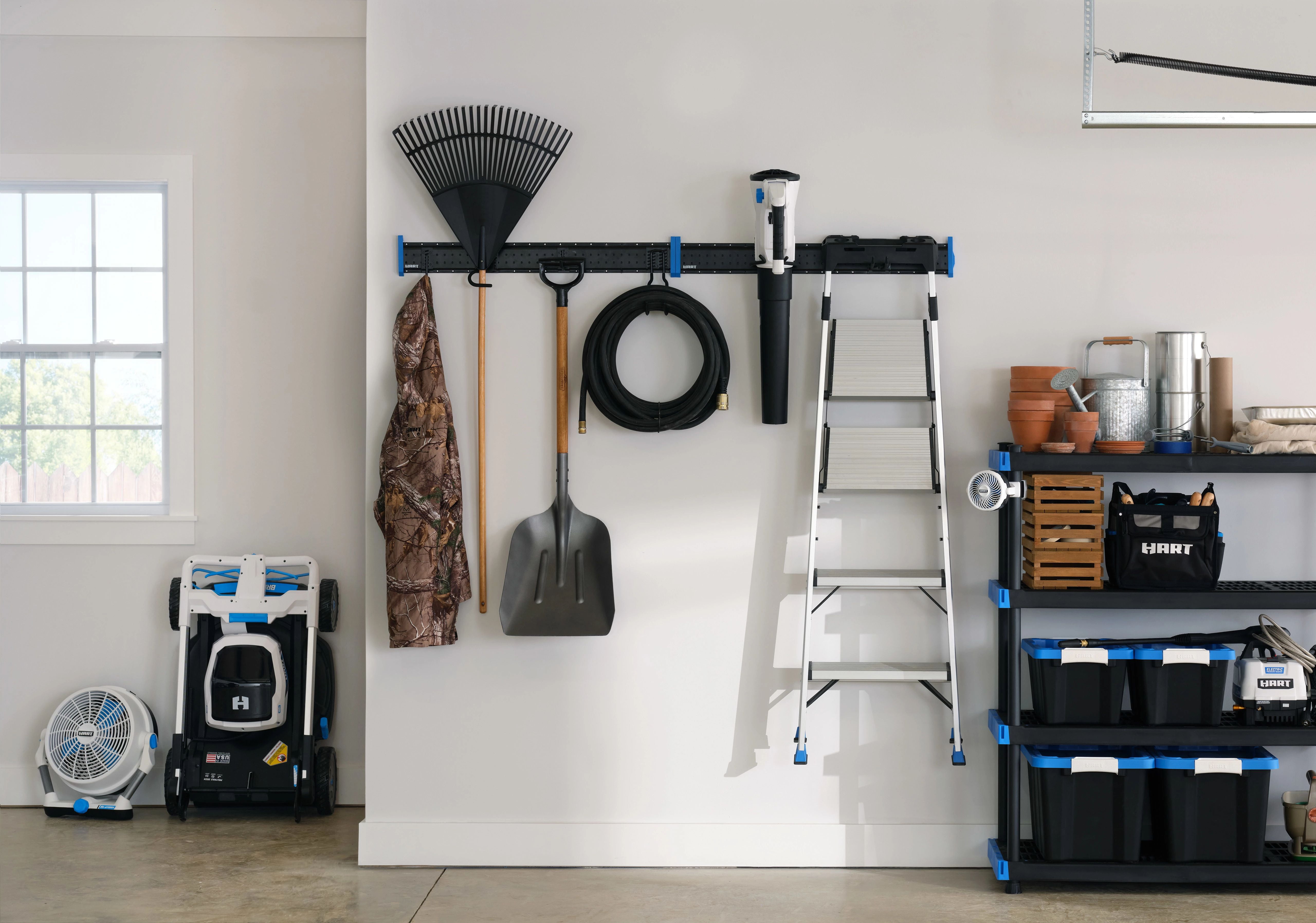 HART 12-Piece Garage Storage Rail Starter Kit, Compatible with HART Storage and Standard Peg Hooks, New Condition
