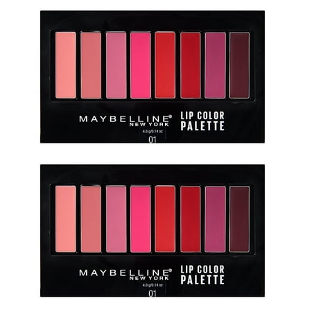 Maybelline New York Lip Color Pallette, 8 Shades, #01 with Brush Included (Pack of 2) + Beyond BodiHeat Patch, 1