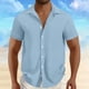 thumbnail image 1 of Playera Elvqul Hombre Azul Claro sin Estampado Playa Manga Corta Solapa Abotonada Algodón, 1 of 6