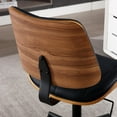 thumbnail image 5 of Home Office Desk Chair with Wheels, Adjustable Height Armless Office Chair, PU Leather Mid Back 360° Small Computer Chair, Modern Walnut Chair No Arms for Office, Reading Meeting Room(Black), 5 of 8