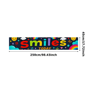 Colorful Smiles Today Banner with Rainbow Clouds Stars and Emojis Party Background Decorations Backdrop for Kids Party Family Gathering Photo Booth Fun Events Celebrations