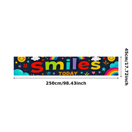 Colorful Smiles Today Banner with Rainbow Clouds Stars and Emojis Party Background Decorations Backdrop for Kids Party Family Gathering Photo Booth Fun Events Celebrations