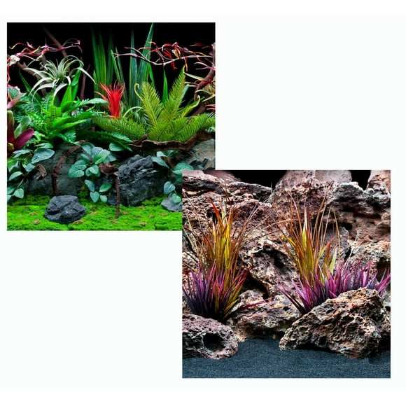 Arrière-plan réversible Marina, Flore de la jungle/Feuillage violacé 12 x 24 po