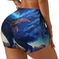 thumbnail image 1 of Fotbe Moonlit Blue Wolf Shorts Sin Costuras – Shorts Deportivos de Cintura Alta para Mujer, Elásticos para Gimnasio, Yoga, Running o Ciclismo-X-Large, 1 of 8