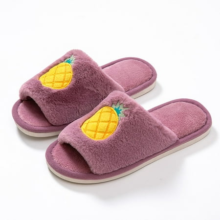 

STEADY Women s Cow Cotton Slippers Warm Home Cute Soft Plush House Slippers Purple / 40