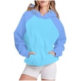thumbnail image 1 of Timegard Sweatshirts for Women Long Sleeve Hoodies Pullover Fall Color Block Loose Tops with Pockets, 1 of 5