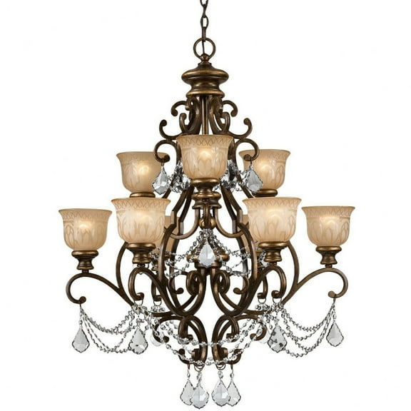 7509-BU-GT-MWP-Crystorama Lighting-Norwalk - Nine Light Chandelier-Golden Teak Crystal Color-Hand Cut Crystal Type-Bronze Umber Finish -Traditional