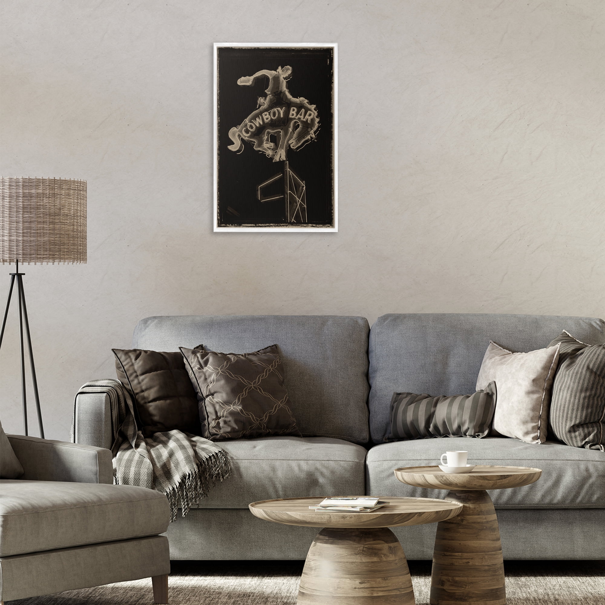 Stupell Industries Cowboy Bar on Black White Framed Giclee Art, design by Grotto Studios