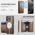 thumbnail image 5 of JEEHOOD Case For Apple iPhone 16 Pro, RFID Blocking, PU Leather,Compatible With MagSafe Detachable 2 In 1 Wallet With Built-in Push Card Holder,Kickstand Magnetic Protective Cover,Brown, 5 of 8