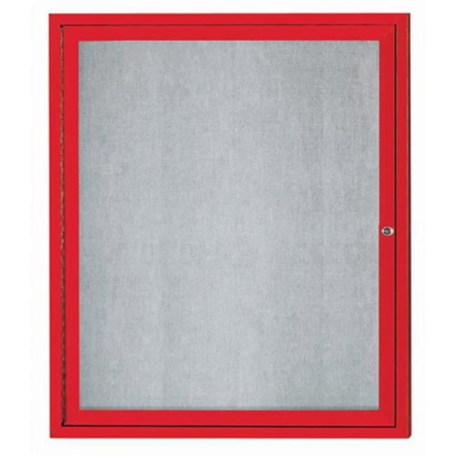 1Door Illuminated Outdoor Enclosed Bulletin Board Red