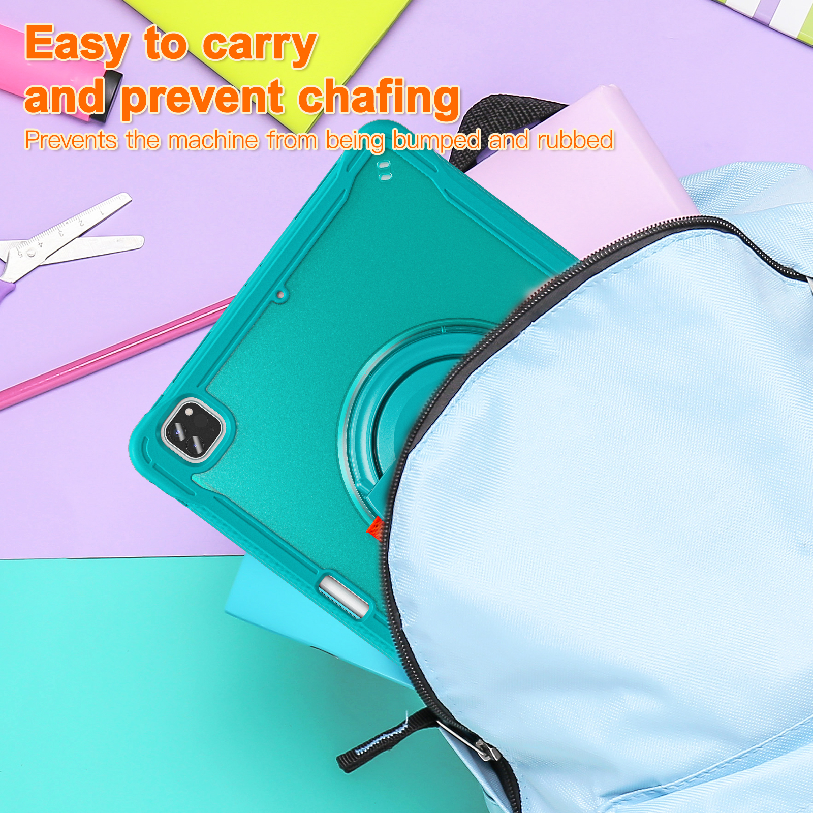 Allytecgroup Rugged Case for Apple iPad Air 13" M3 M2 2025 2024, with Pencil Holder Shoulder Strap Heavy Duty Shockproof Lightweight Rotating Multi Angle Kickstand Case Cover for iPad Air 13,Blue