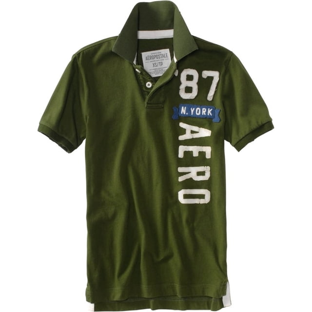 Aeropostale N. York Rugby Polo para hombre, verde, pequeño