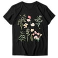 thumbnail image 4 of Tiweut Womens T Shirt Floral Print Crew Neck Short Sleeve Loose Pullover Outerwear,Black, 4 of 4