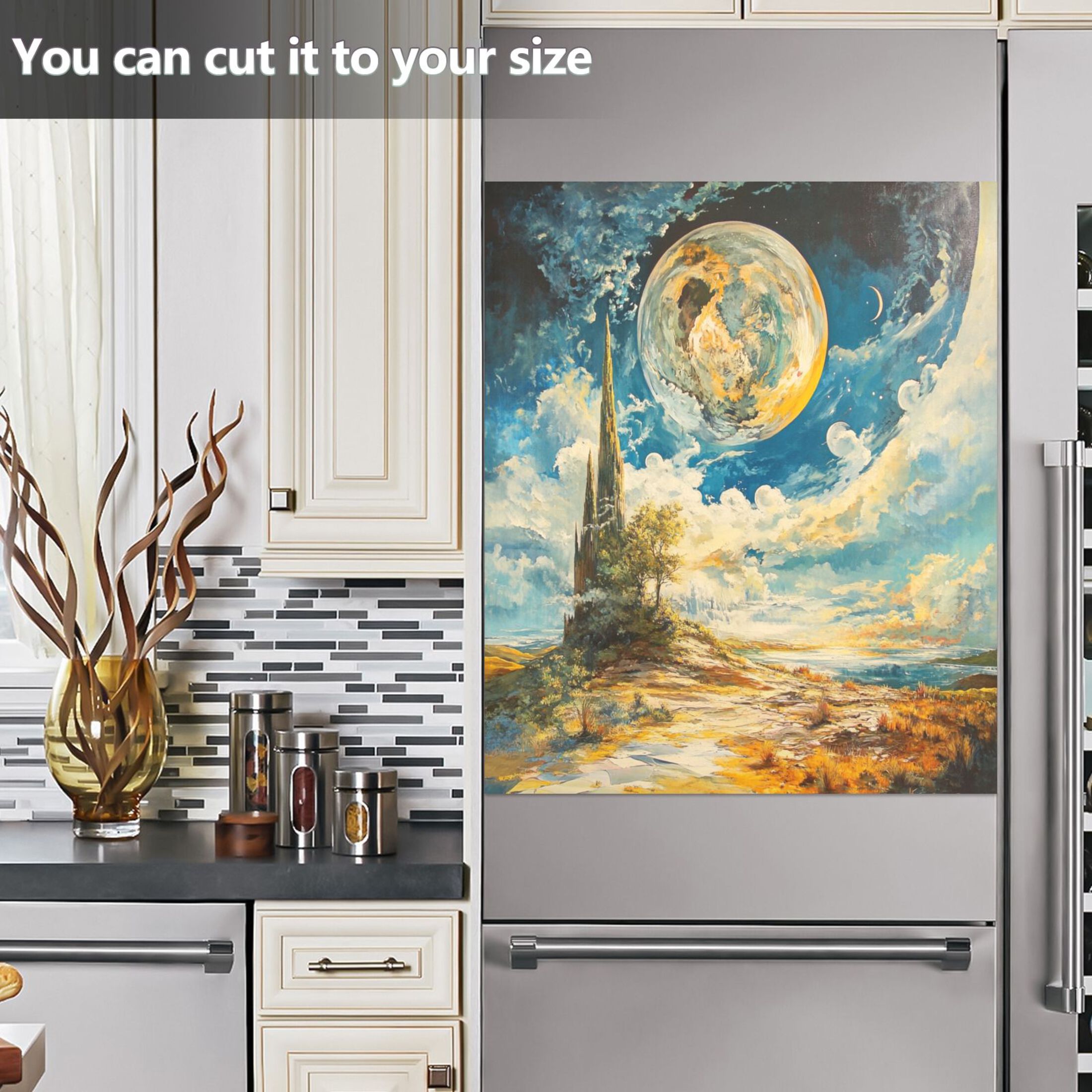 Dishwasher Magnetic Sticker 23x26 Inch Refrigerator Magnetic Sticker Washing Machine Magnetic Sticker Kitchen Panel Magnetic Sticker Home Decor Super Cool Moon
