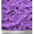 thumbnail image 1 of Soimoi Purple polyester Crepe Fabric Sky & Iceland Nature Printed Craft Fabric by the Yard 52 Inch Wide, 1 of 3