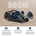 thumbnail image 3 of DOSS Extreme Boom+ Altavoz Bluetooth para exteriores con sonido estéreo de 100 W, graves adicionales, tiempo de reproducción de 20 horas, luces LED de sincronización de fiesta, banco de energía incorp, 3 of 5