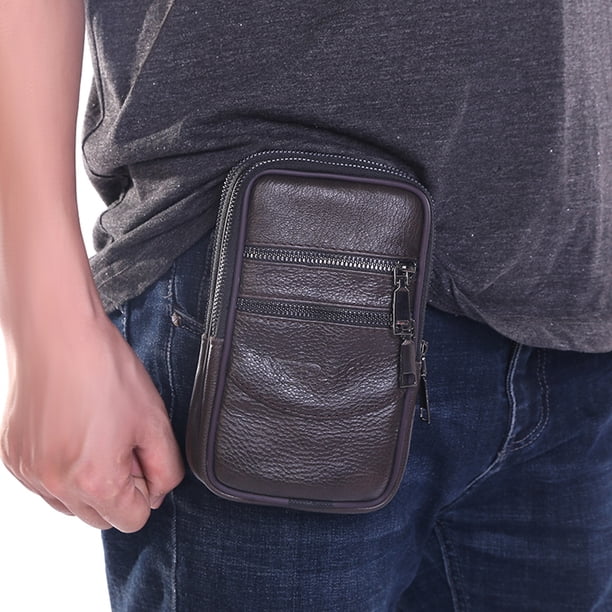 Bolsa Moda Hombres Cuero de vaca Color sólido Mini cinturón Monedero Fanny Pack (B) Likrtyny Para Estrenar
