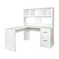 thumbnail image 6 of GZXS L-Shaped White Computer Desk with Hutch, 59" Large Home Office Corner Desk with 2 Drawers and Open Shelves, Modern Writing Table with Storage for Study, Bedroom, Living Room, 6 of 8