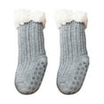 thumbnail image 2 of Zwiiyzr Toddler Baby Slipper Socks 0-3 Years Super Thick Wool Lamb Velvet Over The Calf Children Floor Socks Solid Fleece Non-Slip Baby Socks Gray, 2 of 7