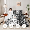 thumbnail image 3 of jejeloiu Contrast Skull King Size Comforter Sets,Intricate Damask Comforters King Size For Adults,Black White,Black Reversible,3 Pieces,1 Comforter and 2 Pillowcases, 3 of 7